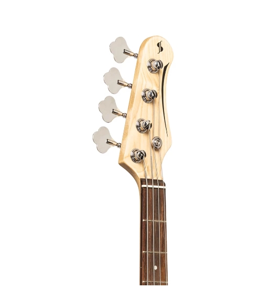 Бас-гитара STAGG SBP-30 BLK 4-х струнная форма Jazz Bass, корпус павловния, гриф клен, накладка грифа палисандр, 20 ладов, мензура 867 мм, колки никелированные, бридж PB Classic, звукосниматели 1xPB, регуляторы 1x громкости, 1x тона, цвет черный