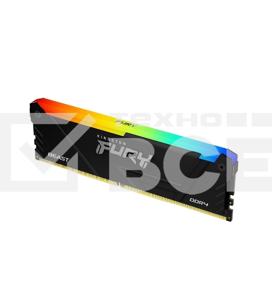 Оперативная память Kingston Fury Beast, DDR4, 16GB (1x16GB), 3200MHz, CL16, радиатор, RGB, чёрный