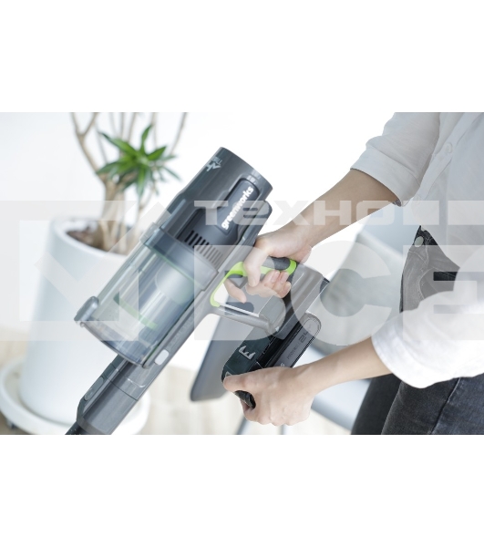 Пылесос вертикальный GREENWORKS GD24SV2 салатовый/черный, питание от аккумулятора, 160 Вт, уборка сухая, пылесборник 0.5 л (работа от АКБ max 45 мин)