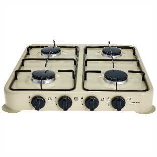 Плита настольная газовая АКСИНЬЯ КС-108 четырехконфорочная, бежевый
