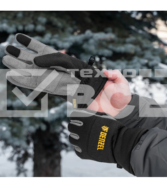 Перчатки универсальные Denzel 68087 искусственный мех, работа с сенсорным экраном, размер 9