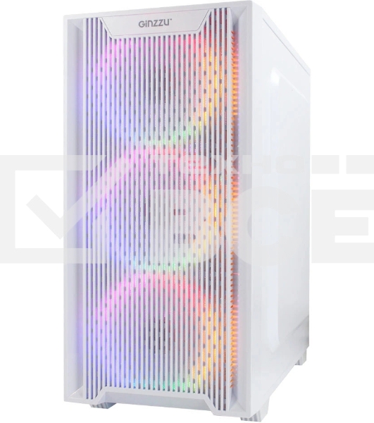Компьютерный корпус Ginzzu CL660 mATX FAN 4*12FRGb передняя панель Решетка Белый