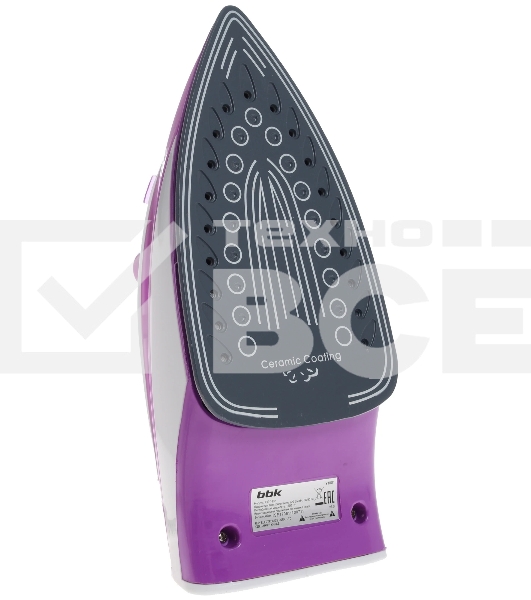 Утюг BBK ISE-1802 фиолетовый/белый, 1800 Вт, 20 г/мин, 60 г/мин, 180 мл