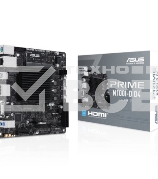 Материнская плата ASUS PRIME N100I-D D4-CSM, BGA1264, SoC, 1xSO-DIMM DDR4, 1xSATA, 1xM.2, 1xPCI-E 3.0 x1, 1xDP, 1xHDMI, 1xVGA, 1x 1Gb LAN, 2xUSB-A 2.0, 2xUSB-A 3.2 Gen 1, 2xUSB-A 3.2 Gen 2, 3x3.5 мм, 7.1, Mini-ITX