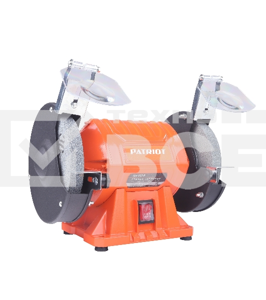 Станок заточной PATRIOT Expert GM 150 P, 375Вт, 2980об/мин, 150мм диск, A36/A60 зерн, посадочный 12.7мм, асинхронный, адаптер на круги 32 мм