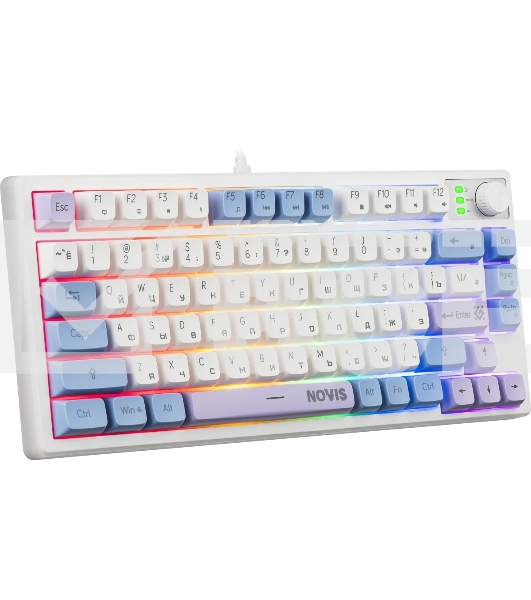 Игровая клавиатура проводная Defender Novis GK-318 RU,бел/гол,80кн+FN,радуж,1.5м