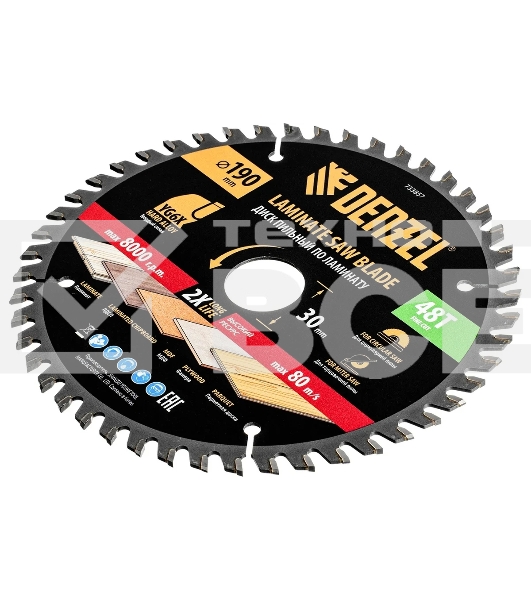 Пильный диск по ламинату Denzel ф190 х 30 мм, 48 зубьев 733857