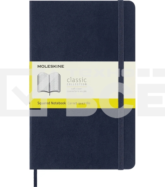 Блокнот Moleskine CLASSIC SOFT QP617B20 Large 130х210мм 192стр. клетка мягкая обложка синий сапфир