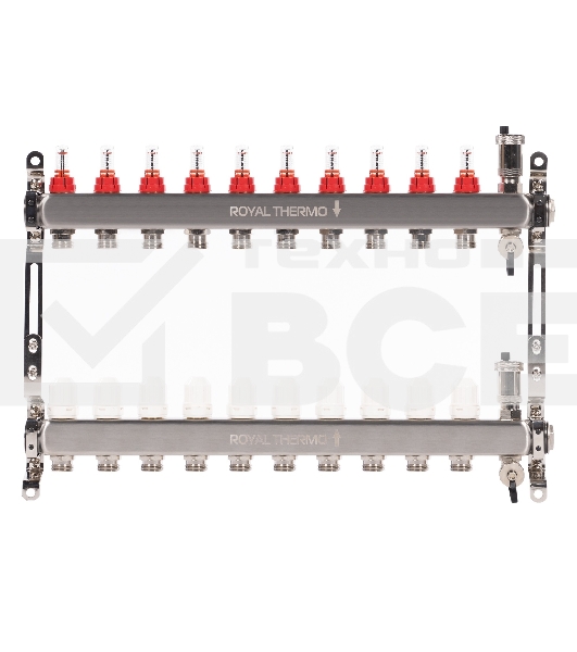 Коллектор Royal Thermo нерж. в сборе с расходомерами 1