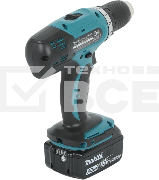 Дрель-шуруповерт аккумуляторная Makita DDF453RFE, Аккумуляторная, 18В, 2 АКБ, Кейс