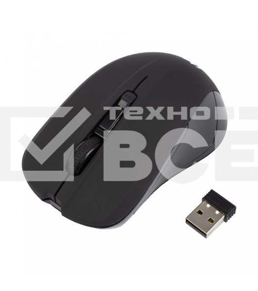 Мышь беспроводная HIPER HOMW-101, 1000-1600 dpi, оптический, 4 кнопки, Soft-touch покрытие, USB-приемник, 2,4 ГГц, батарея 1хАА, черный (HOMW-101)