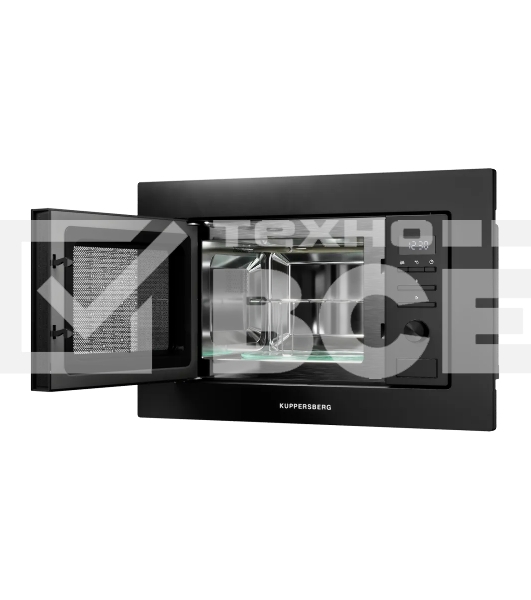 Встраиваемая микроволновая печь Kuppersberg HMW 621 B, объем 20 л, мощность 800 Вт, 5 уровней мощности, гриль, 8 автоматических программ, размораживание, кнопочное управление/утапливаемый поворотный переключатель, черный