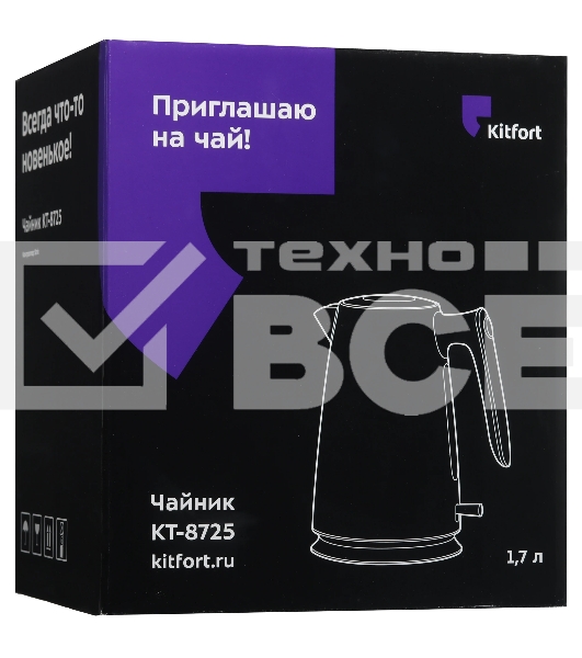 Чайник электрический Kitfort КТ-8725 1.7 л, 2200 Вт, нержавеющая сталь/бирюзовый корпус: нерж.сталь/пластик
