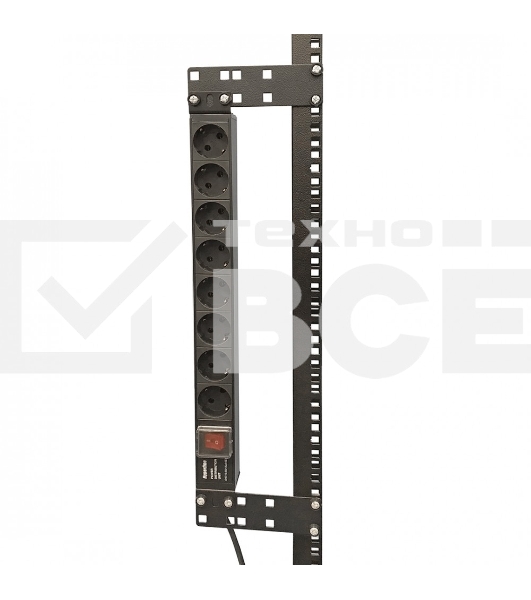 Кронштейн Hyperline, прямое, 141,2х44х2 мм (ВхШхГ), вертикальный, 19', черный