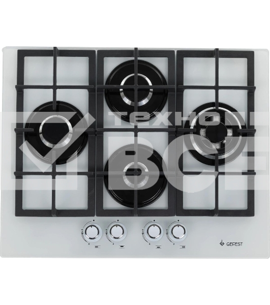 Газовая варочная панель Gefest ПВГ 2231-01 Р12, 4 конфорки, закаленное стекло, белый