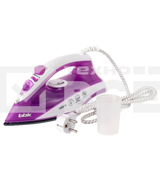 Утюг BBK ISE-1802 фиолетовый/белый, 1800 Вт, 20 г/мин, 60 г/мин, 180 мл