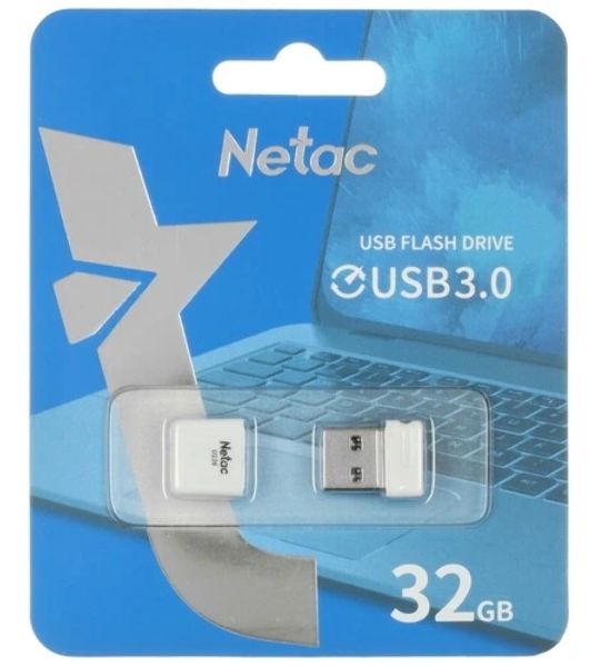 Флешка USB Netac U116 white (N3U116N32G-32WH), 32GB, USB 3.2, R/W 90/30, белый