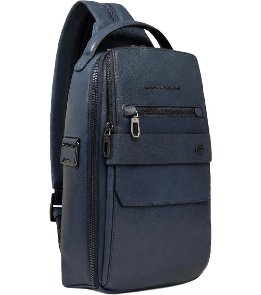 Рюкзак слинг мужской Piquadro Solm CA7028S141/AV серо-голубой кожа