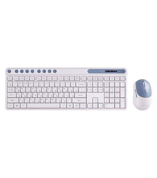 Комплект клавиатура+мышь Smartbuy 107AG беспроводной, USB, 1200 DPI, бело-голубой