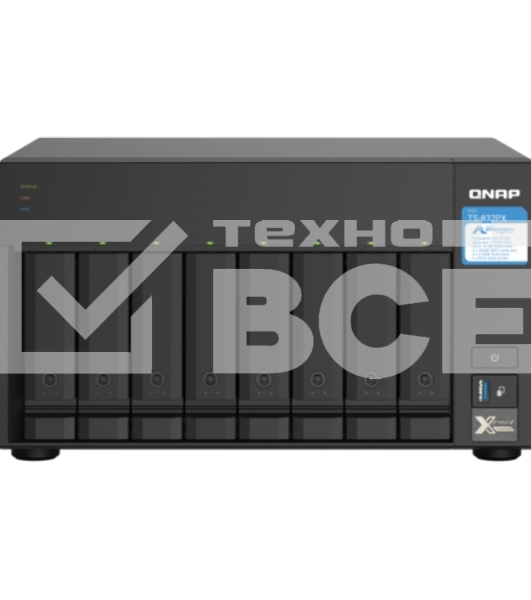 Сетевое хранилище без дисков SMB QNAP TS-832PX-4G 8-Bay NAS, AL324 64-bit quad-core 1.7GHz, 4GB DDR4 SODIMM RAM (up to 1x16 GB), 8 x 3.5