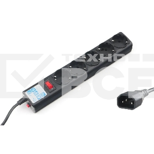 Сетевой фильтр PowerCube, PC 3м, 5р, черный граф. 10А, UPS(C14), SPG5-B3