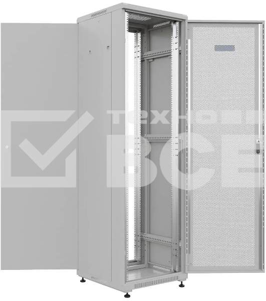 Шкаф коммутационный NTSS Премиум (NTSS-R42U6060PD) напольный 42U 600x600мм пер.дв.перфор. металл 900кг серый 510мм 86кг IP20 металл
