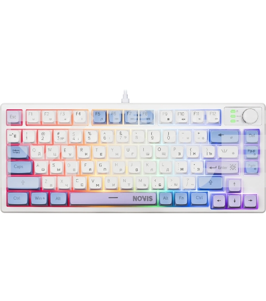 Игровая клавиатура проводная Defender Novis GK-318 RU,бел/гол,80кн+FN,радуж,1.5м