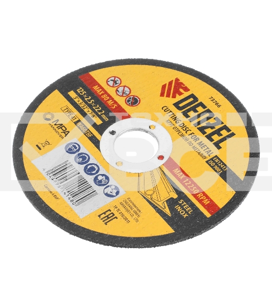 Круг отрезной по металлу Denzel, 125 х 2,5 х 22,2 мм, WA60TBF