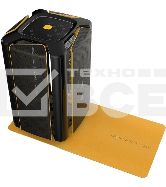 Компьютерный корпус без блока питания Geometric Future Model 2 The Ark, Mini-Tower, no fans, 3xUSB-A 3.0, 1xUSB 3.2 Type-C, mATX, mITX Black/Gold