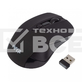 Мышь беспроводная HIPER HOMW-101, 1000-1600 dpi, оптический, 4 кнопки, Soft-touch покрытие, USB-приемник, 2,4 ГГц, батарея 1хАА, черный (HOMW-101)