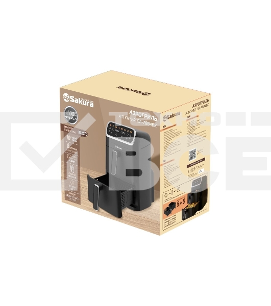 Аэрогриль Sakura SA-7694BK черный, 2600 Вт, 10 л, сенсор, 8 программ