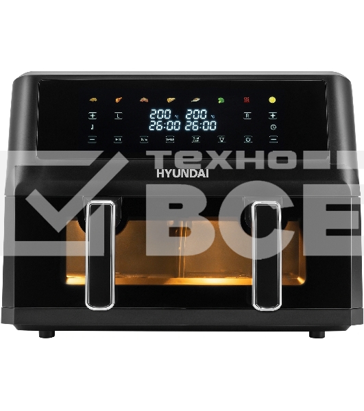 Аэрогриль Hyundai HYF-9089 черный, 2400 Вт, 11 л, сенсор, 9 программ