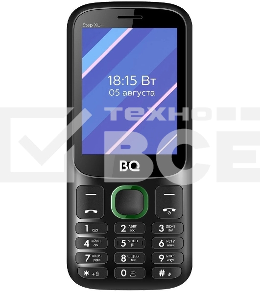 Мобильный телефон BQ 2820 Step XL+ черный/зеленый