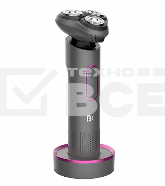 Электробритва BQ SV1008 Gray-Pink. Мощность 5 Вт/Время зарядки 90 минут/Время беспроводной работы 90 минут/Влагозащита IPX6/Электропитание 110-240 В, 50-60 Гц/Ротационная головка бритвы/Мощный мотор/Индикатор заряда батареи/Портативная база для подзарядки