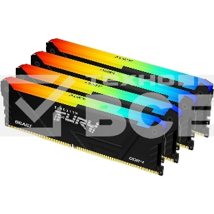 Оперативная память Kingston Fury Beast, DDR4, 128GB (4x32 GB), 3200 MHz, CL16, DIMM, с радиатором, RGB, чёрный