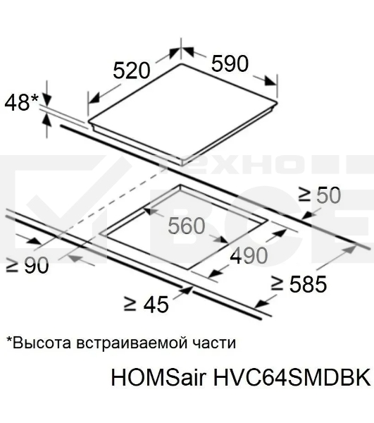 Электрическая варочная панель HOMSair HVС64SMDBK Hi-Light, независимая, черный