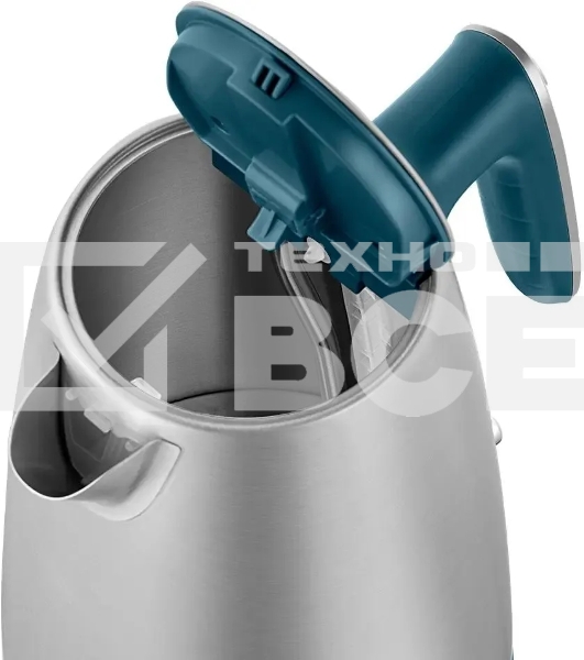 Чайник электрический Kitfort КТ-8725 1.7 л, 2200 Вт, нержавеющая сталь/бирюзовый корпус: нерж.сталь/пластик