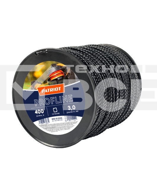 Леска PATRIOT Profline D 3,0 мм L 400 м скрученный квадрат, черный 300-400-5 805402233