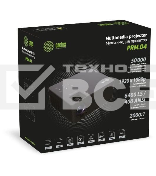 Проектор Cactus CS-PRM.04B.WUXGA-A LCD 400Lm ANSI (1920x1080) 2000:1 ресурс лампы:50000часов 1xUSB typeA 1xHDMI 2.5кг