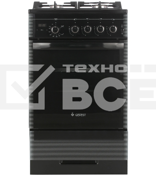 Плита газовая Gefest ПГ 5500-03 0044 черный, конфорок 4 шт, духовка 52 л, 50 см x 85 см x 58.5 см