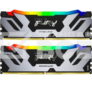 Оперативная память Kingston Fury Renegade, DDR5, 32GB (2x16GB), 8000MHz, CL38, радиатор, RGB, серебристый/чёрный