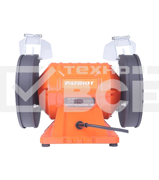 Станок заточной PATRIOT Expert GM 150 P, 375Вт, 2980об/мин, 150мм диск, A36/A60 зерн, посадочный 12.7мм, асинхронный, адаптер на круги 32 мм
