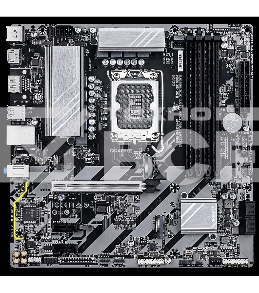Материнская плата Gigabyte B860M D3HP, LGA 1851, Intel B860, 4xDDR5, 4xSATA, 2xM.2, 1xPCIe 5.0 x16, 2xPCIe x1, 1xHDMI, 1xDP, 1x 1Gb LAN, 3xUSB-A 3.2 Gen 1, 3xUSB-A 2.0, 1xUSB-C 3.2 Gen 1, 3x3.5 мм, 7.1, mATX