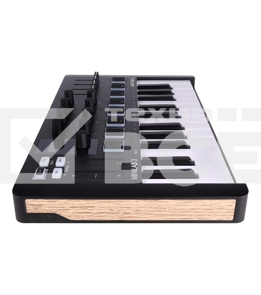 Клавиатура MIDI [231502] Arturia [MiniLAB 3 Black Edition] 25 клавиш, 8 энкодеров, 8 RGB пэдов, 8 фейдеров, дисплей, сенсорные регуляторы Pitch/Modulation, MIDI-выход, 1/4