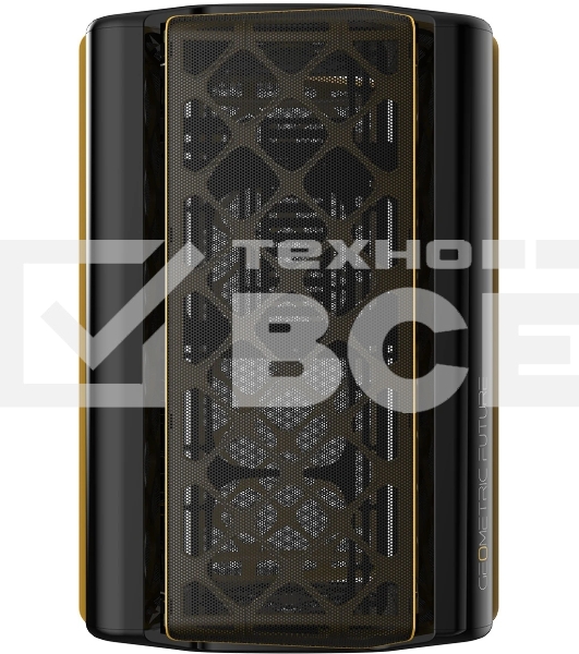 Компьютерный корпус без блока питания Geometric Future Model 2 The Ark, Mini-Tower, no fans, 3xUSB-A 3.0, 1xUSB 3.2 Type-C, mATX, mITX Black/Gold