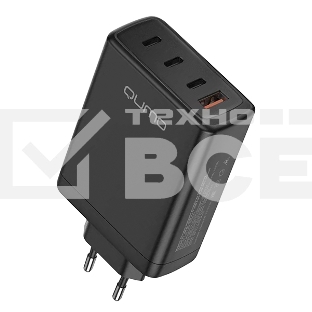 Сетевое зарядное устройство Qumo Energy Charger GaN PD 100 Вт, USB-A + 3 USB Type-C, (0100), черный