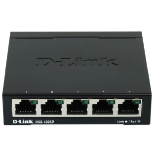 Коммутатор D-Link DGS-1005D, 5×1 Гбит/с, неуправляемый