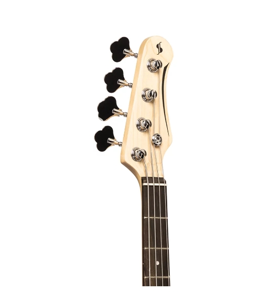 Бас-гитара STAGG SBP-30 NAT 4-х струнная форма Precision Bass, корпус павловния, гриф клен, накладка грифа палисандр, 20 ладов, мензура 867 мм, колки никелированные, бридж PB Classic, звукосниматели 1xPB, регуляторы 1x громкости, 1x тона, цвет натураль