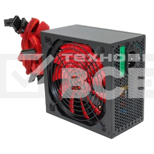 Блок питания Ginzzu PC600 (Red), 600Вт, 80 PLUS, 140мм, черный (Red)