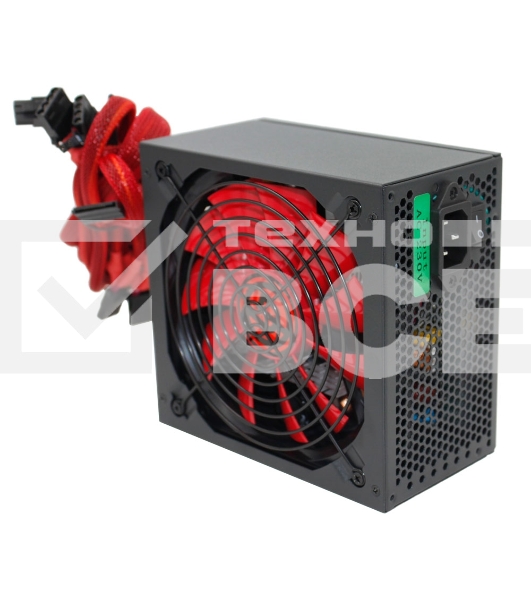 Блок питания Ginzzu PC600 (Red), 600Вт, 80 PLUS, 140мм, черный (Red)